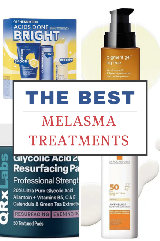 collage of melasma treatments