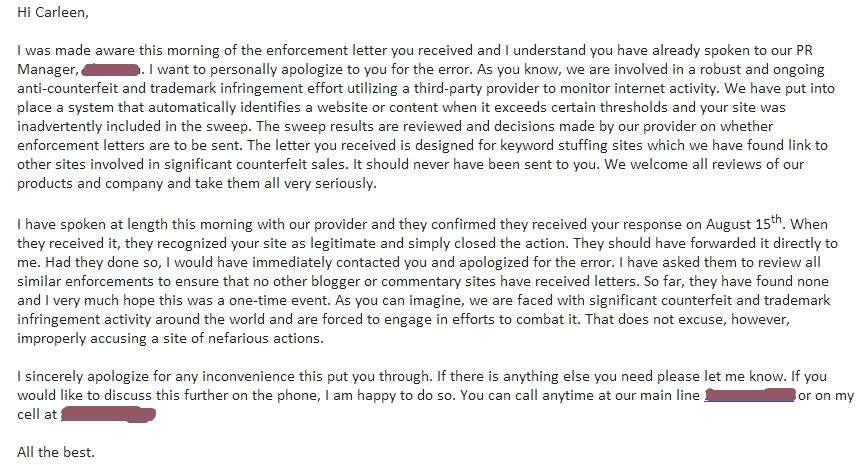 Farouk apology